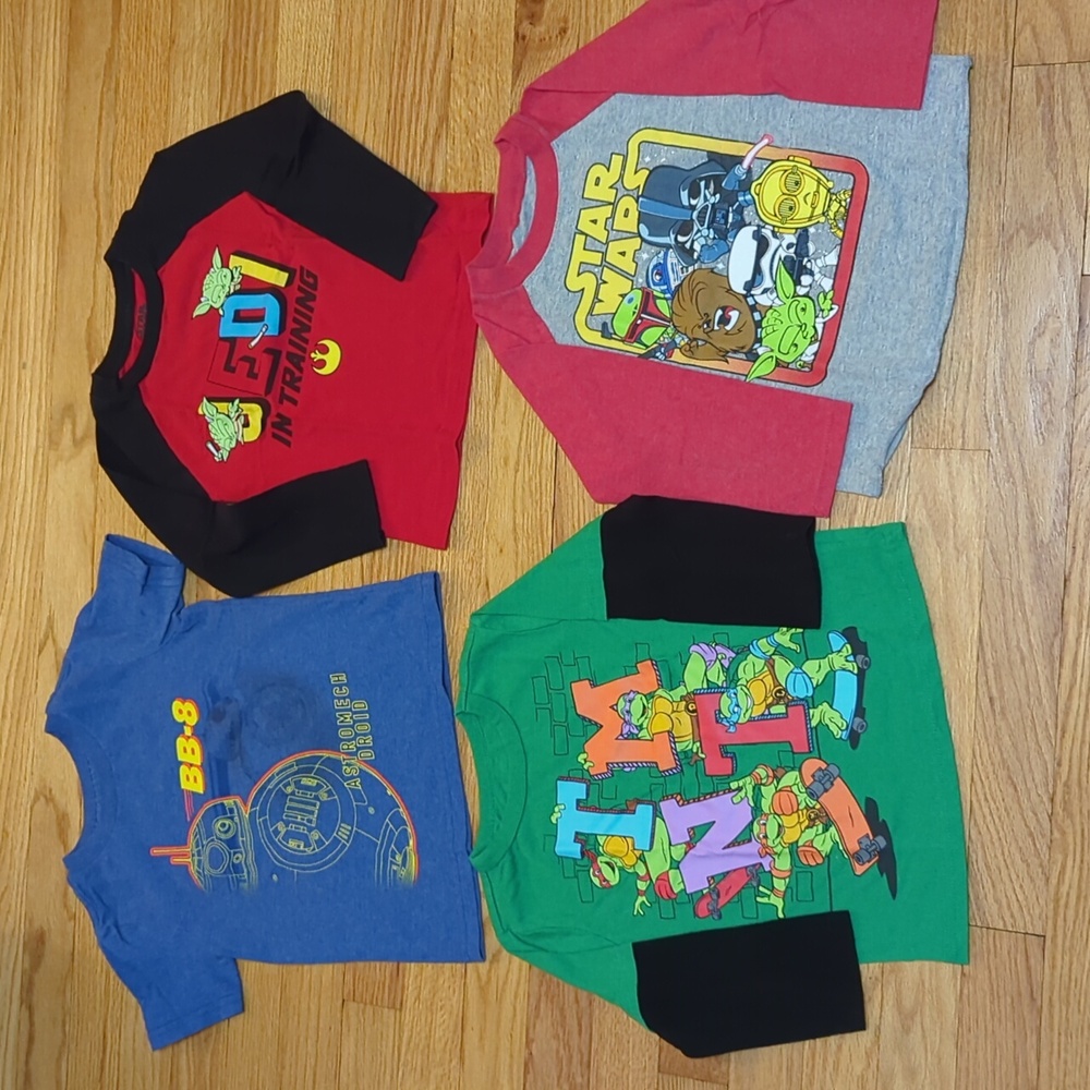 Size 3T Star Wars and TMNT Kids Long Sleeve Shirts